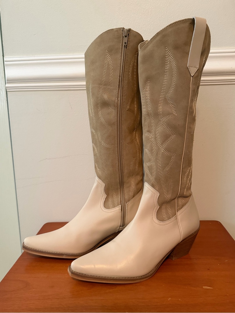 Coconuts by Matisse Two-Tone Over-the-Knee Boots in Cream and Taupe